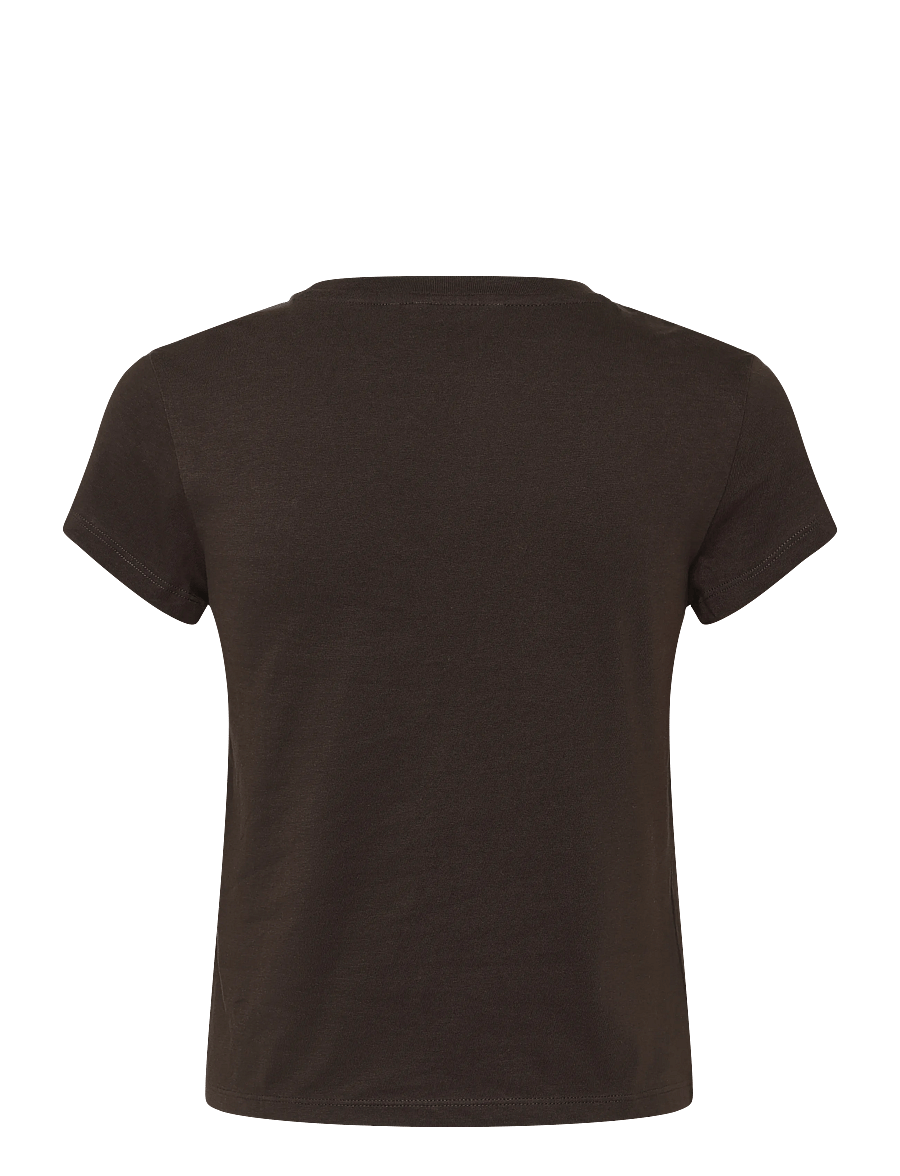 Monki - Regular Fit Mini T-shirt - crop tops - brown dark - 1