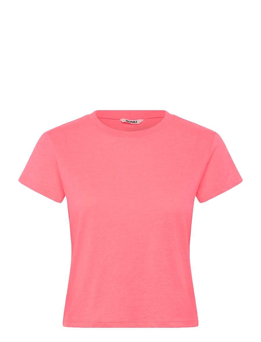 Monki - Regular Fit Mini T-shirt - crop tops - pink bright - 0