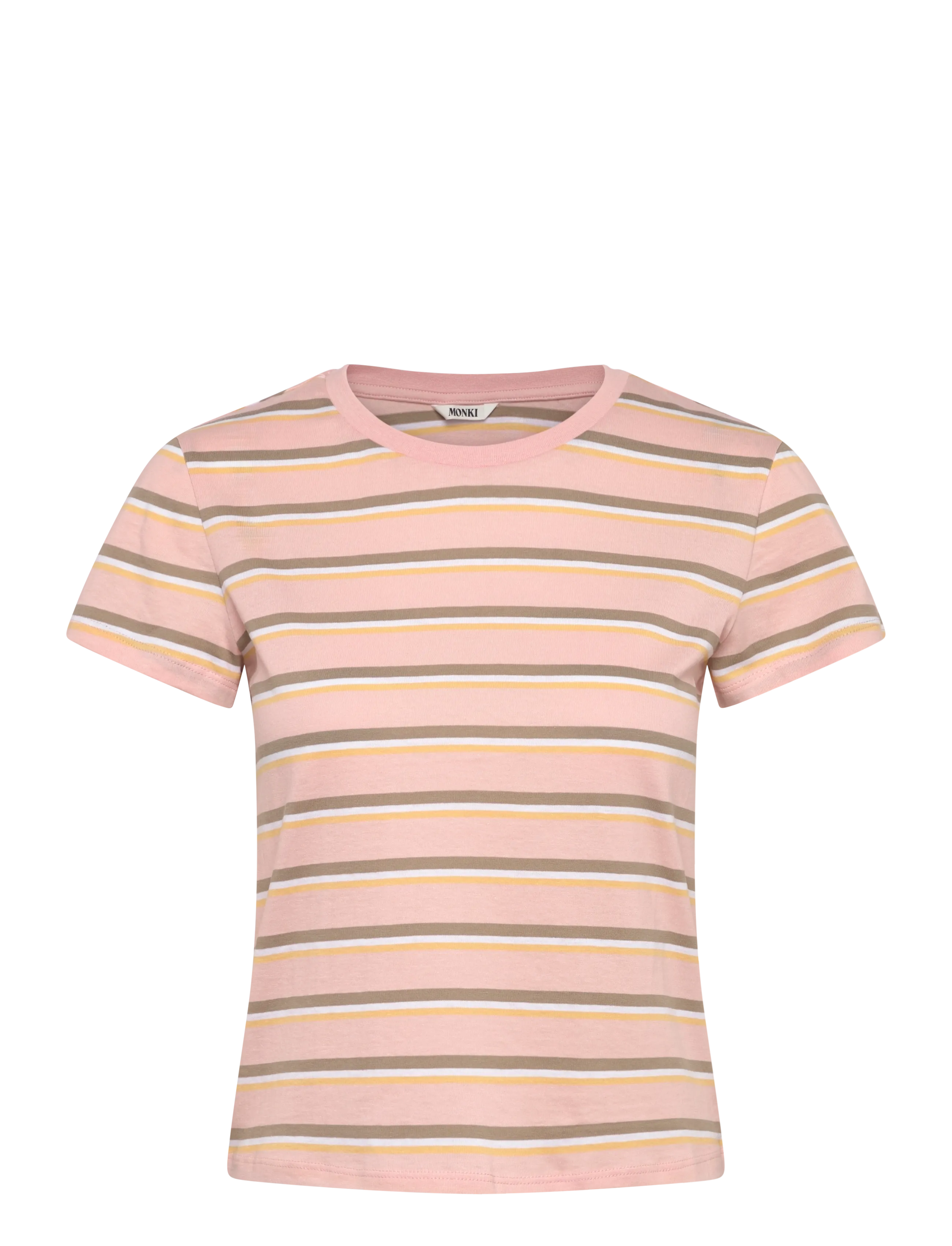 Monki Regular Fit Mini T-shirt - T-shirts & Tops - PINK STRIPE / pink/rose