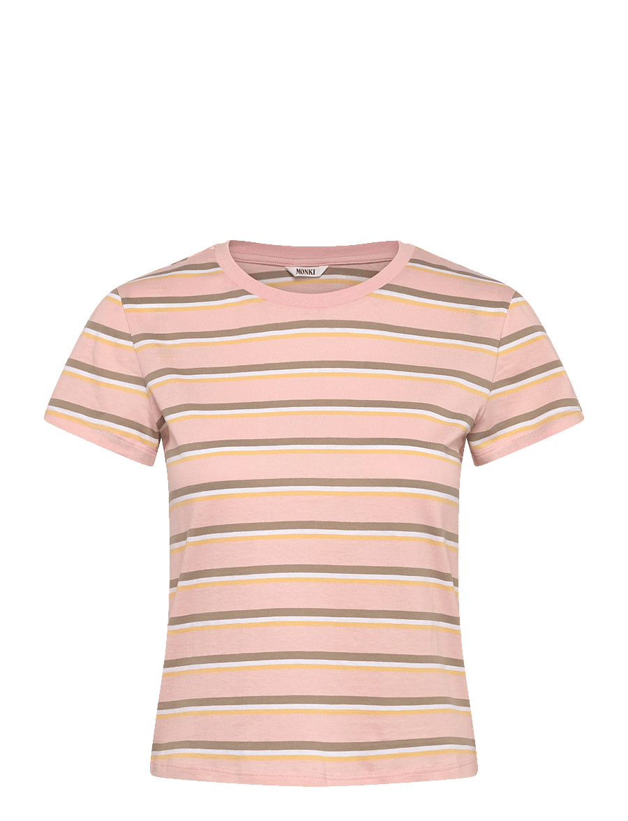 Monki - Regular Fit Mini T-shirt - crop tops - pink stripe - 0