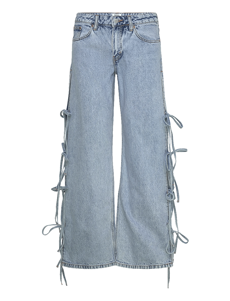 Monki - Imoo Low Rise Loose Wide Leg Bow Jeans - wide leg jeans - denim blue medium - 1