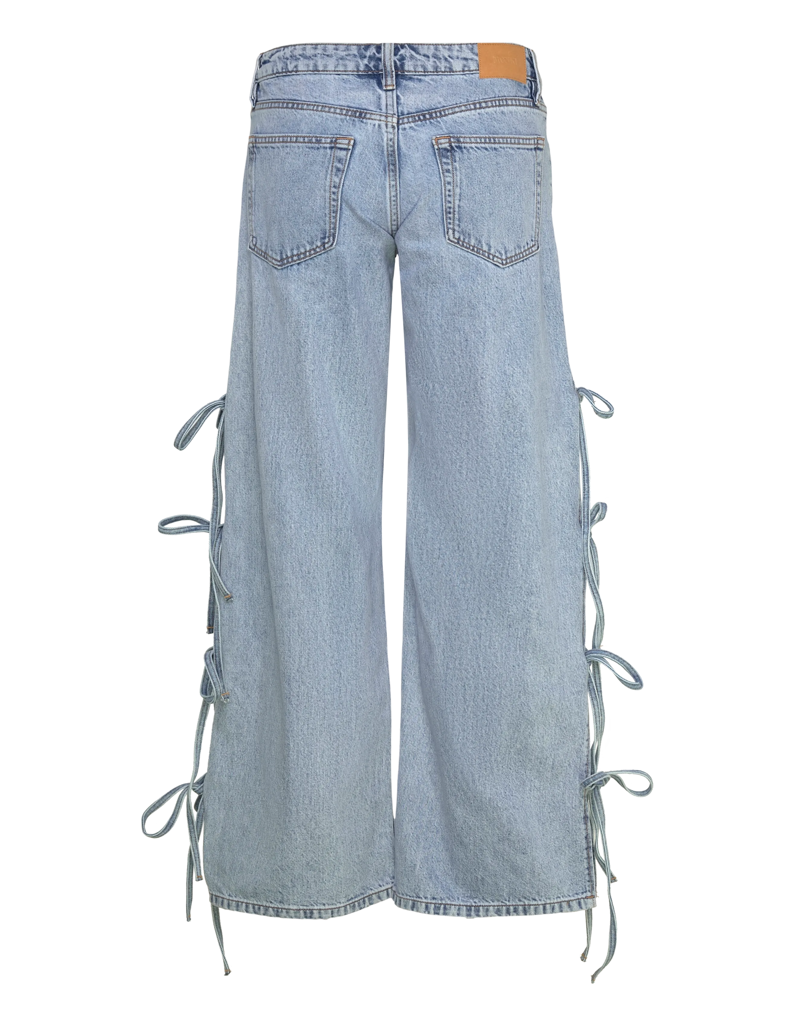 Monki - Imoo Low Rise Loose Wide Leg Bow Jeans - brede jeans - denim blue medium - 2