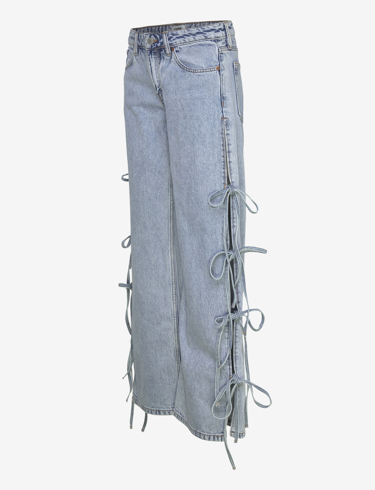 Monki - Imoo Low Rise Loose Wide Leg Bow Jeans - brede jeans - denim blue medium - 3