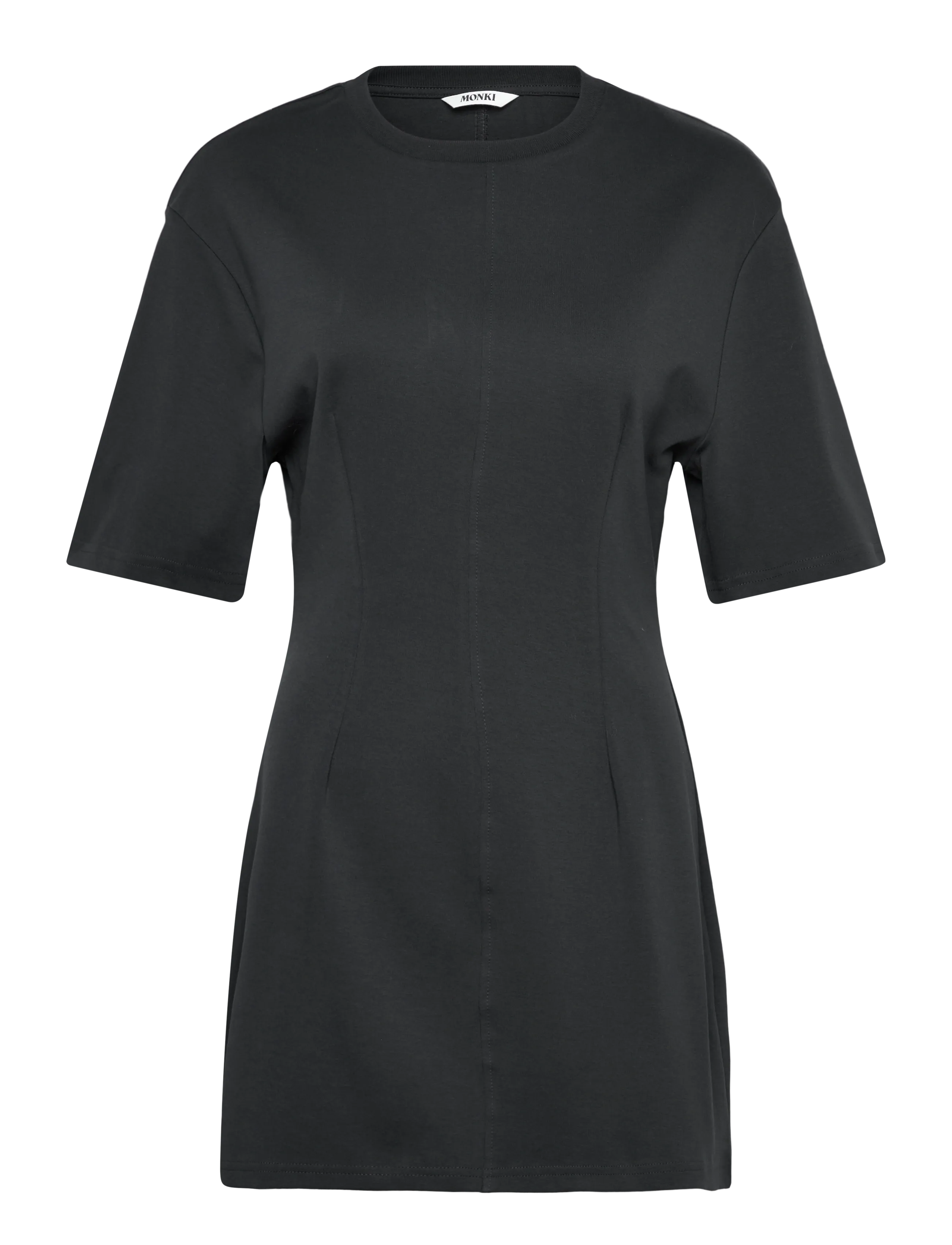 Monki Short-Sleeved Cotton Mini Dress - T-shirtklänningar - BLACK DARK / black