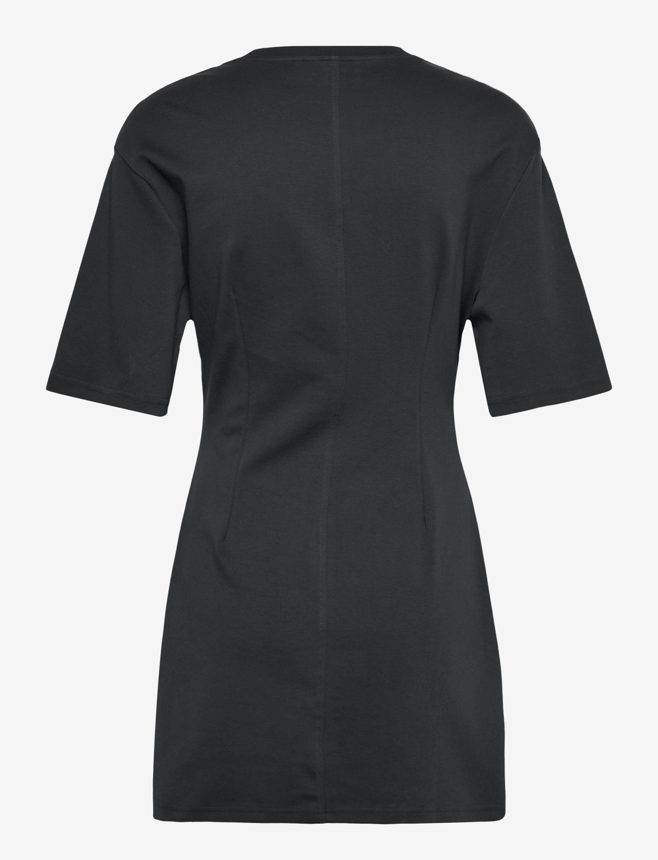 Monki - Short-Sleeved Cotton Mini Dress - t-shirtklänningar - black dark - 1