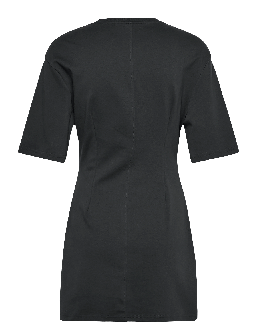 Monki - Short-Sleeved Cotton Mini Dress - konfirmationstøj - black dark - 1