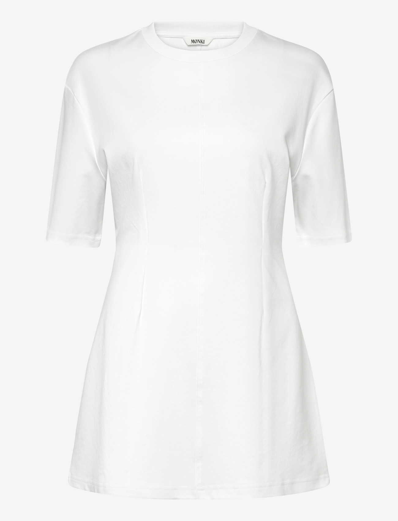 Monki - Short-Sleeved Cotton Mini Dress - t-shirtkjoler - white light - 0