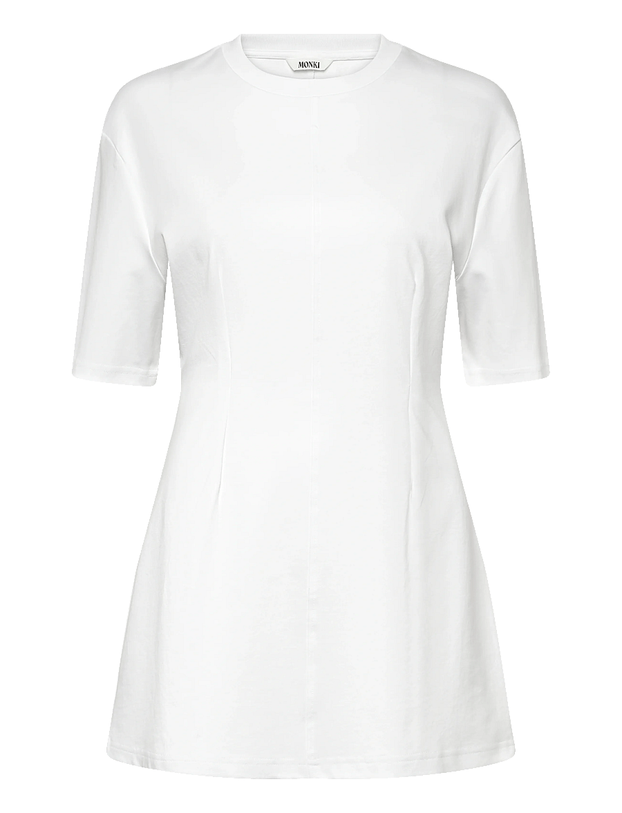 Monki - Short-Sleeved Cotton Mini Dress - konfirmation - white light - 0