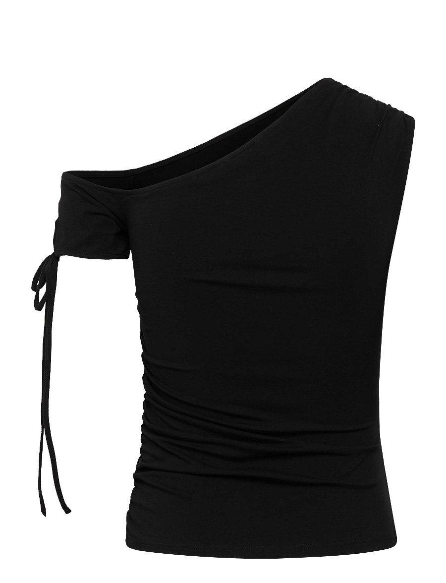 Monki - Offshoulder Top - linnen - black dark - 1