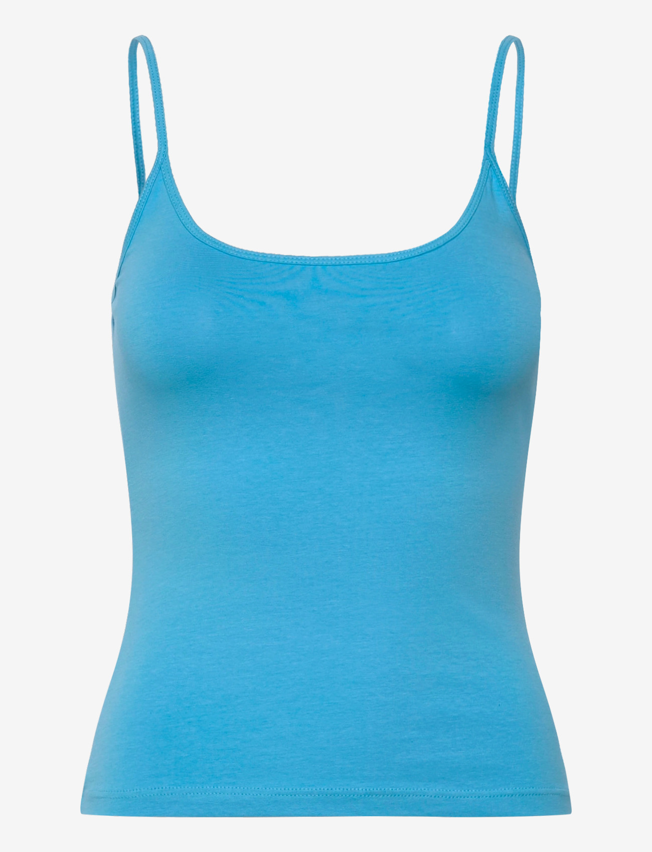 Monki - Slim Strap Tank Top - linnen - turquoise bright - 0