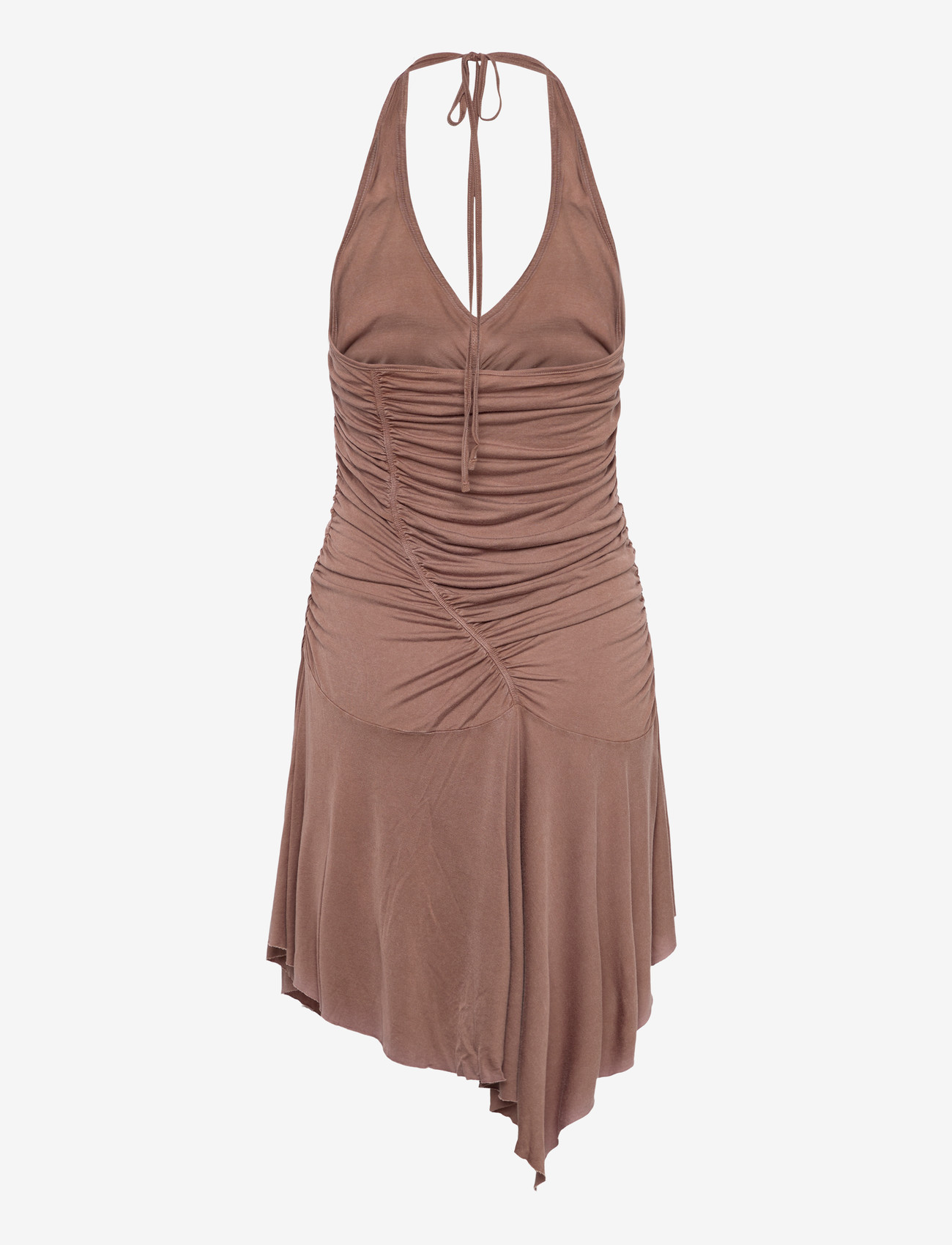 Monki - Ruched Halter Mini Dress - korte kjoler - brown medium dusty - 1