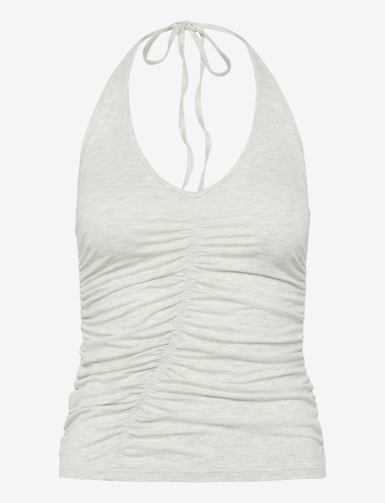 Monki - Halterneck Top - crop tops - grey melange dusty light - 0