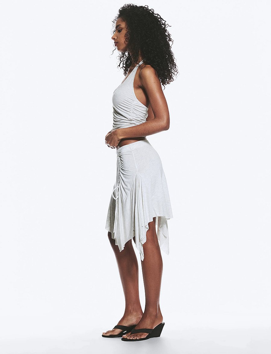 Monki - Asymmetrical Midi Skirt - midi-röcke - grey melange dusty light - 4