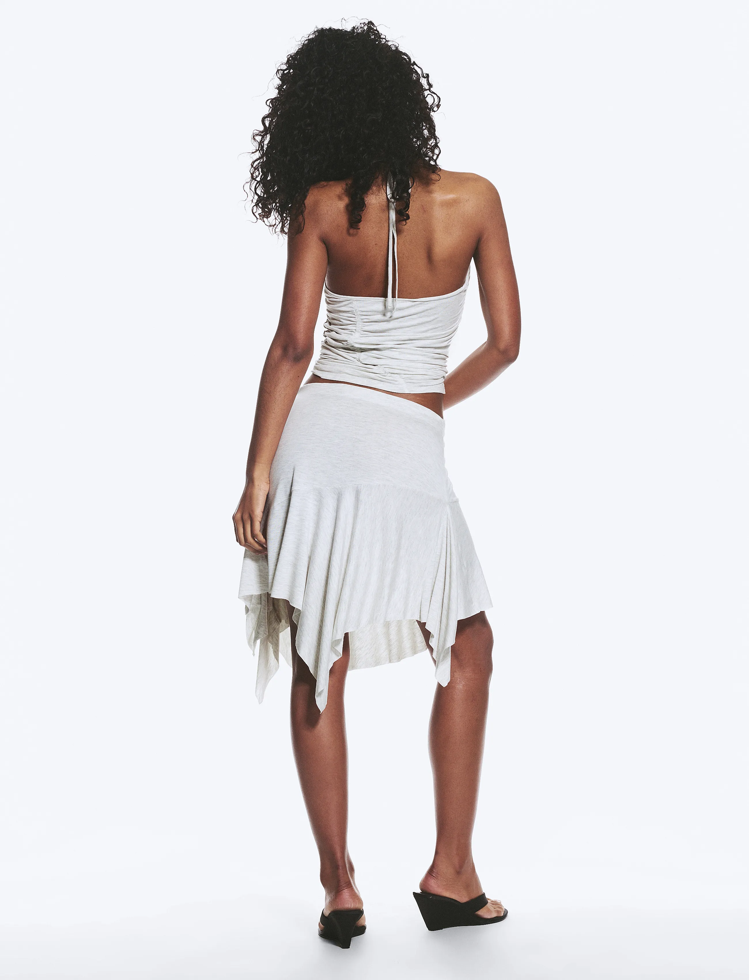 Monki - Asymmetrical Midi Skirt - midi kjolar - grey melange dusty light - 5
