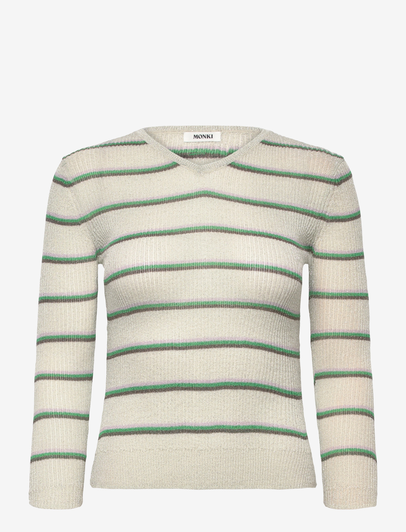 Monki - Slim Knitted V-neck Sweater - striktrøjer - grey medium dusty - 0