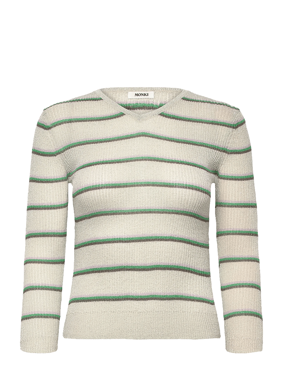 Monki - Slim Knitted V-neck Sweater - jumpers - grey medium dusty - 0