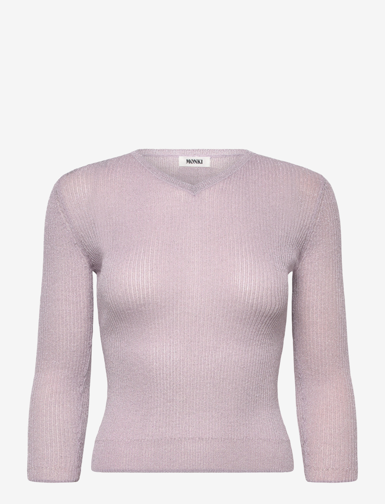 Monki - Slim Knitted V-neck Sweater - striktrøjer - pink dusty light - 0