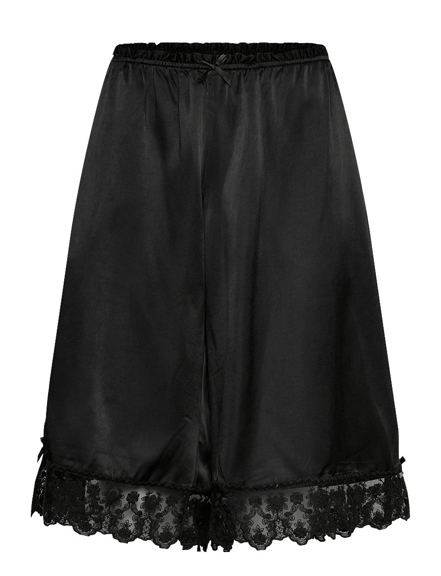 Monki - Satin Lace Jorts - szorty - black dark - 1