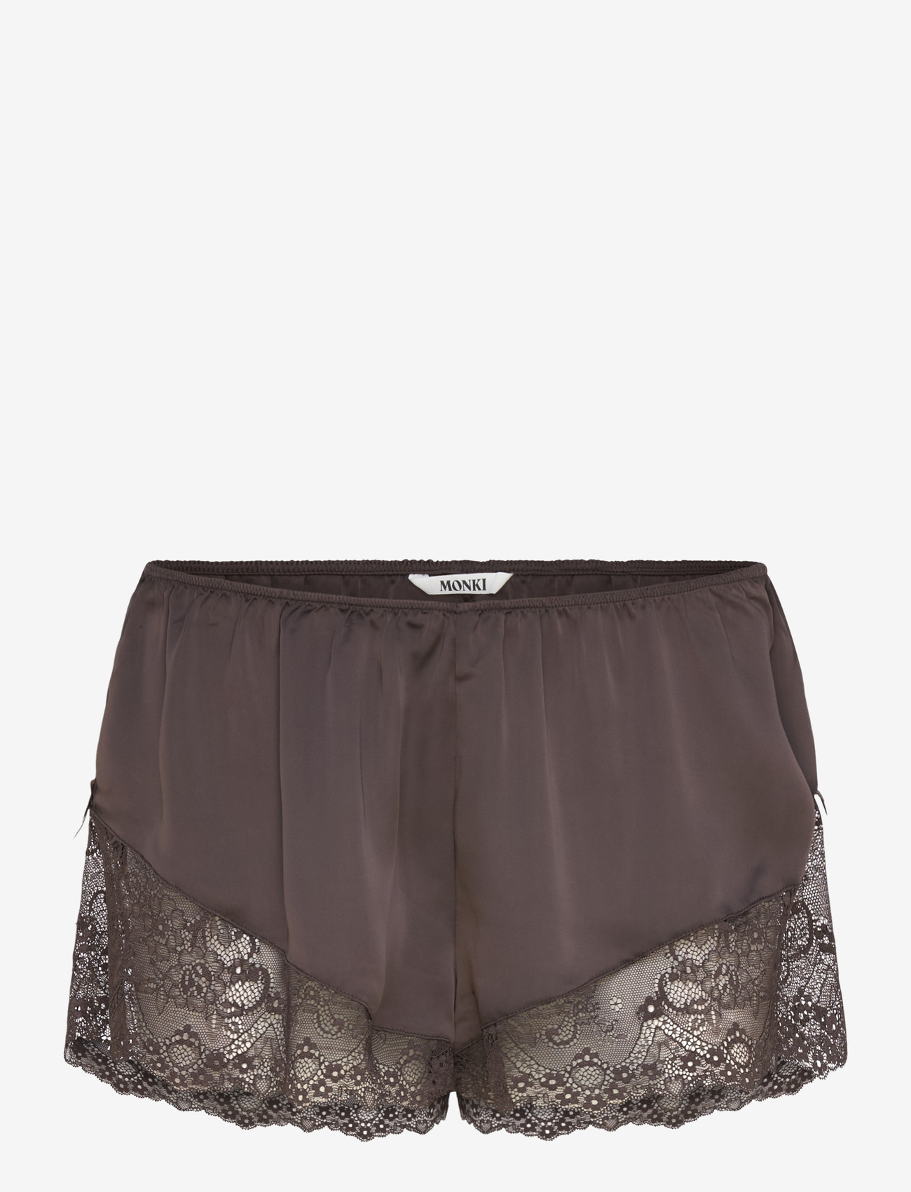 Monki - Short Satin Lace Shorts - natshorts - brown dark - 0