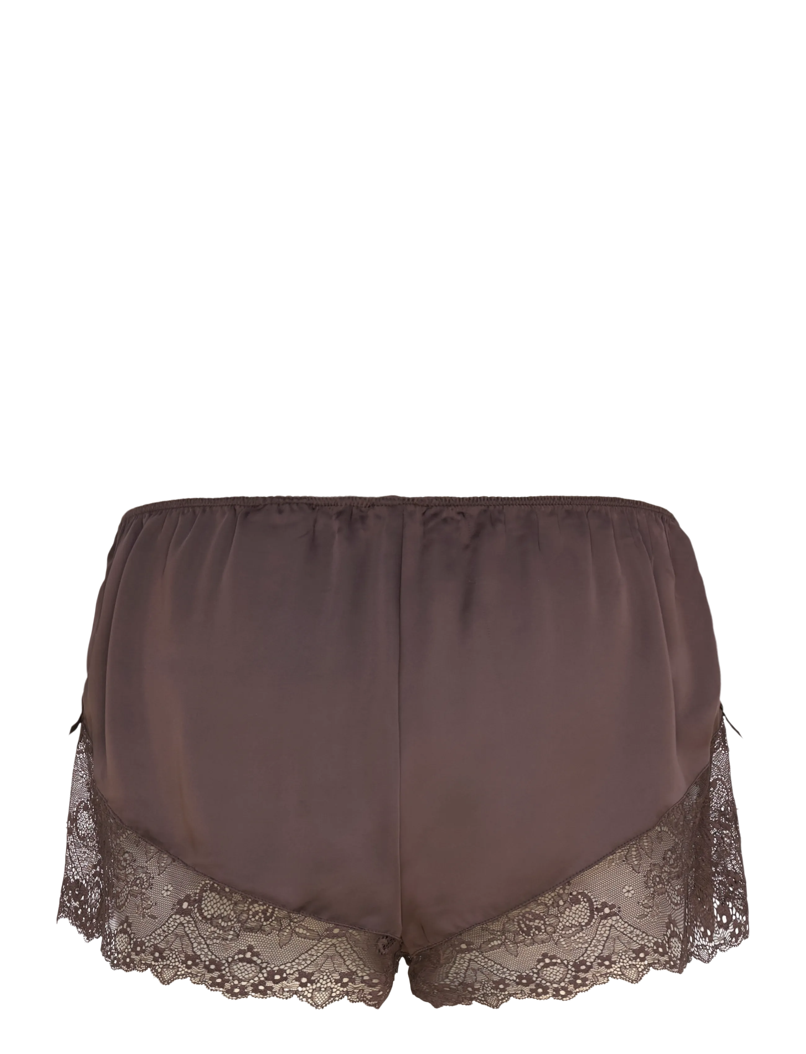 Monki - Short Satin Lace Shorts - lühikesed püksid - brown dark - 1