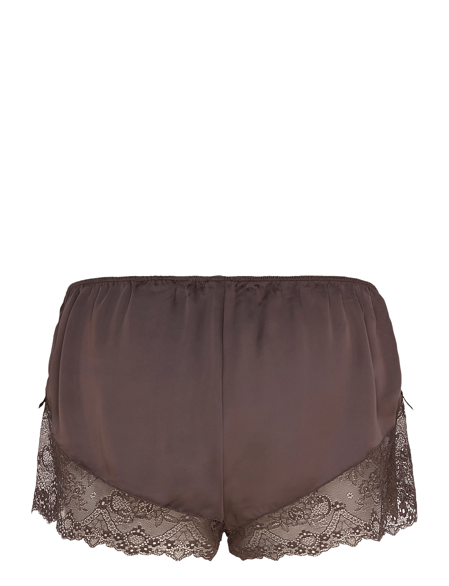Monki - Short Satin Lace Shorts - shorts - brown dark - 2
