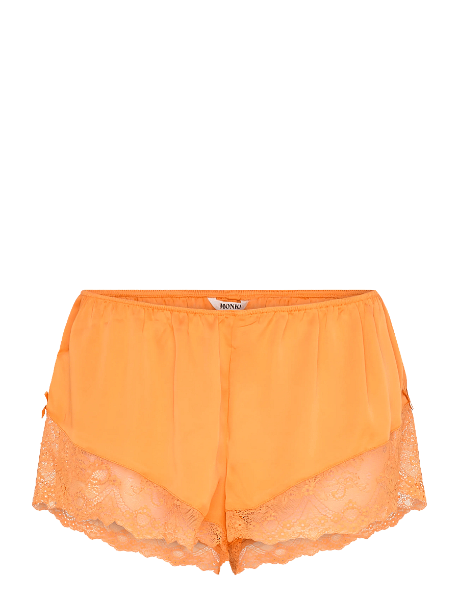 Monki - Short Satin Lace Shorts - shorts - orange medium - 1