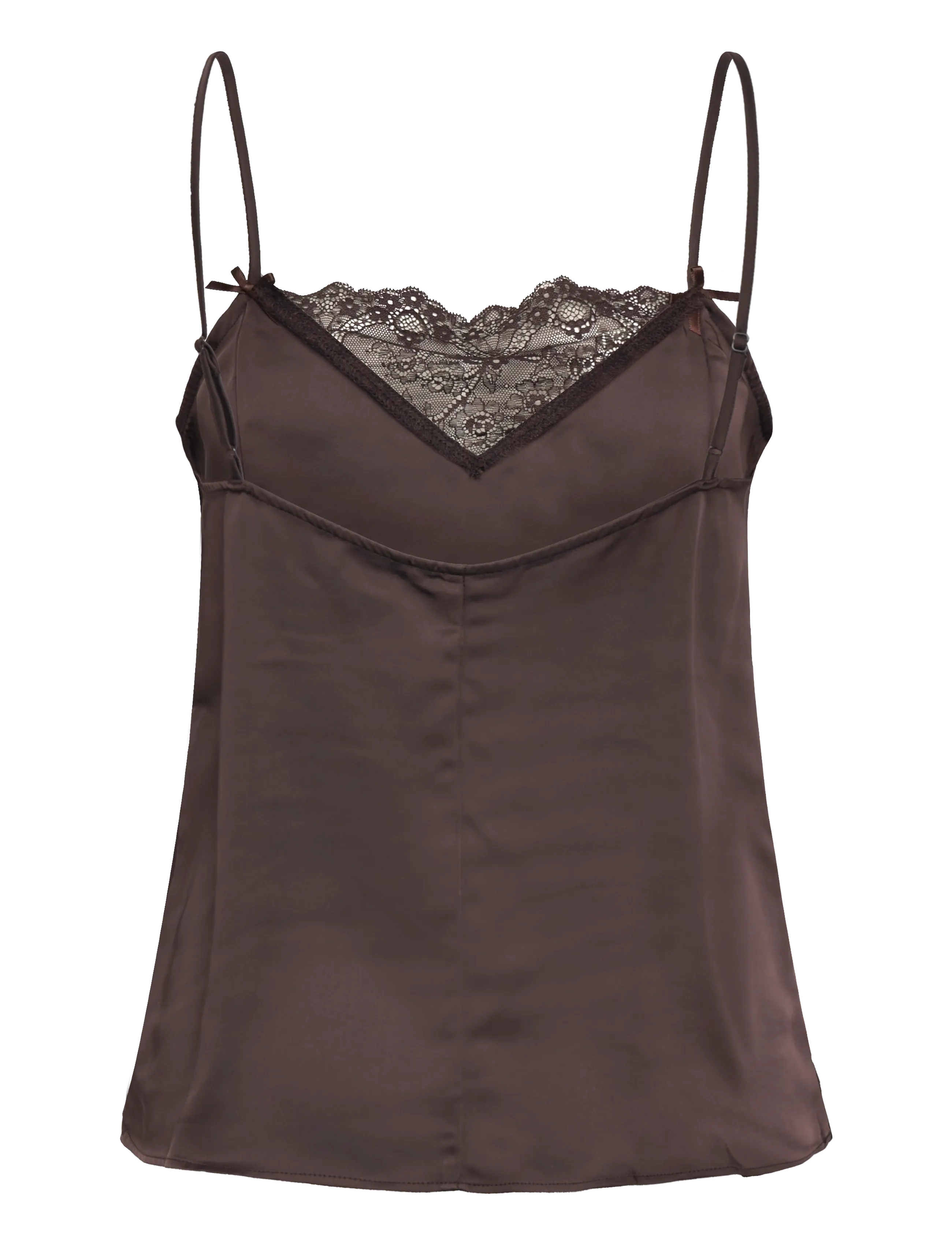 Monki - Satin Lace Top - alussärgid - brown dark - 1