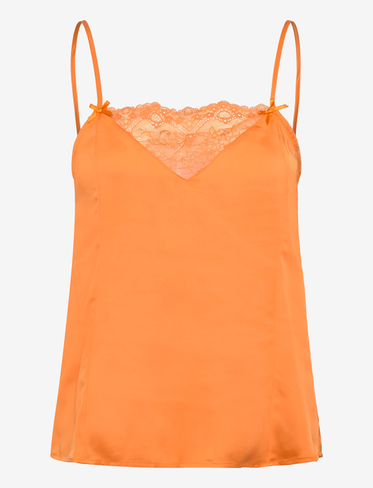 Monki - Satin Lace Top - overdele - orange medium - 0