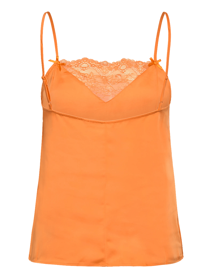 Monki - Satin Lace Top - tops - orange medium - 1