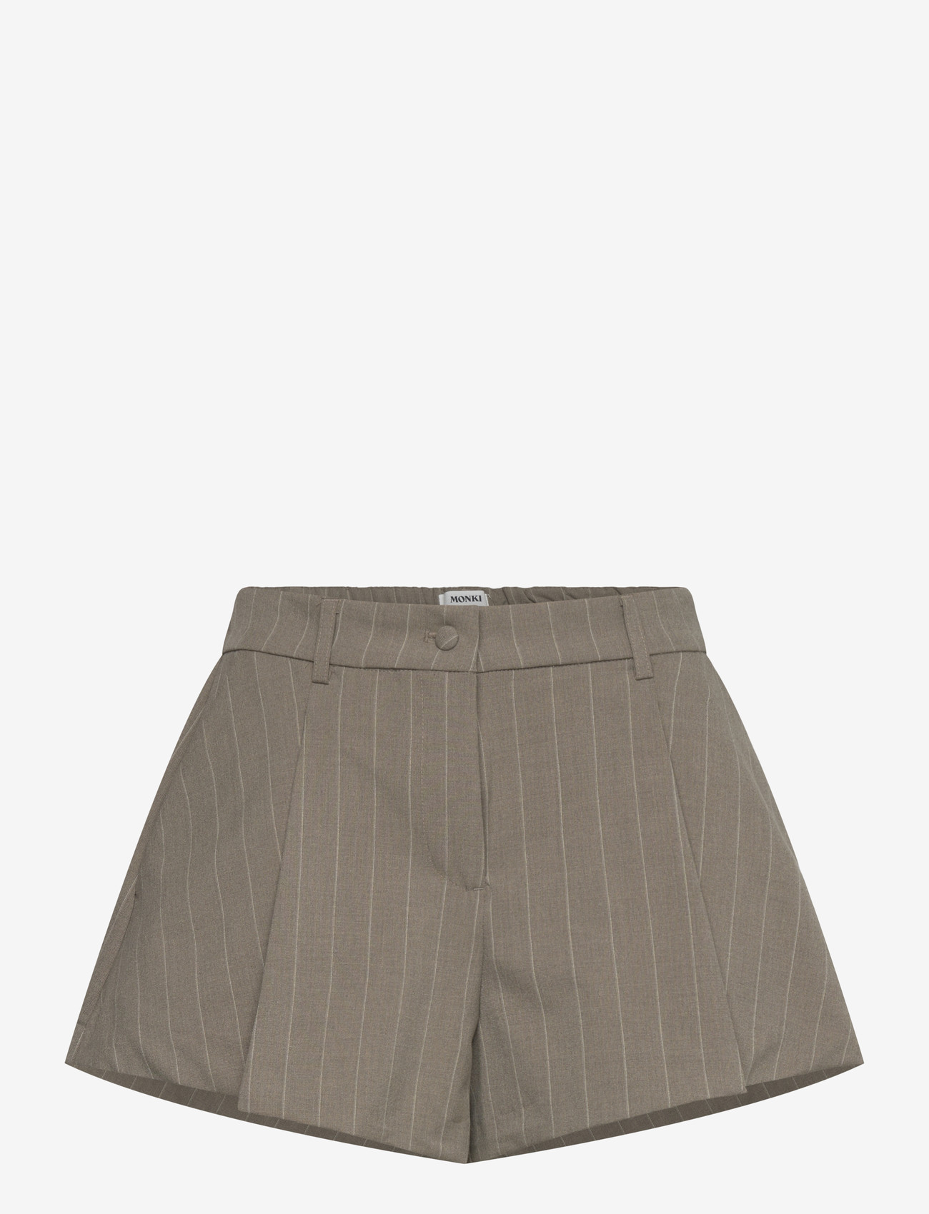 Monki - Relaxed Pleated Mini Suiting Shorts - casual shorts - beige medium dusty - 0