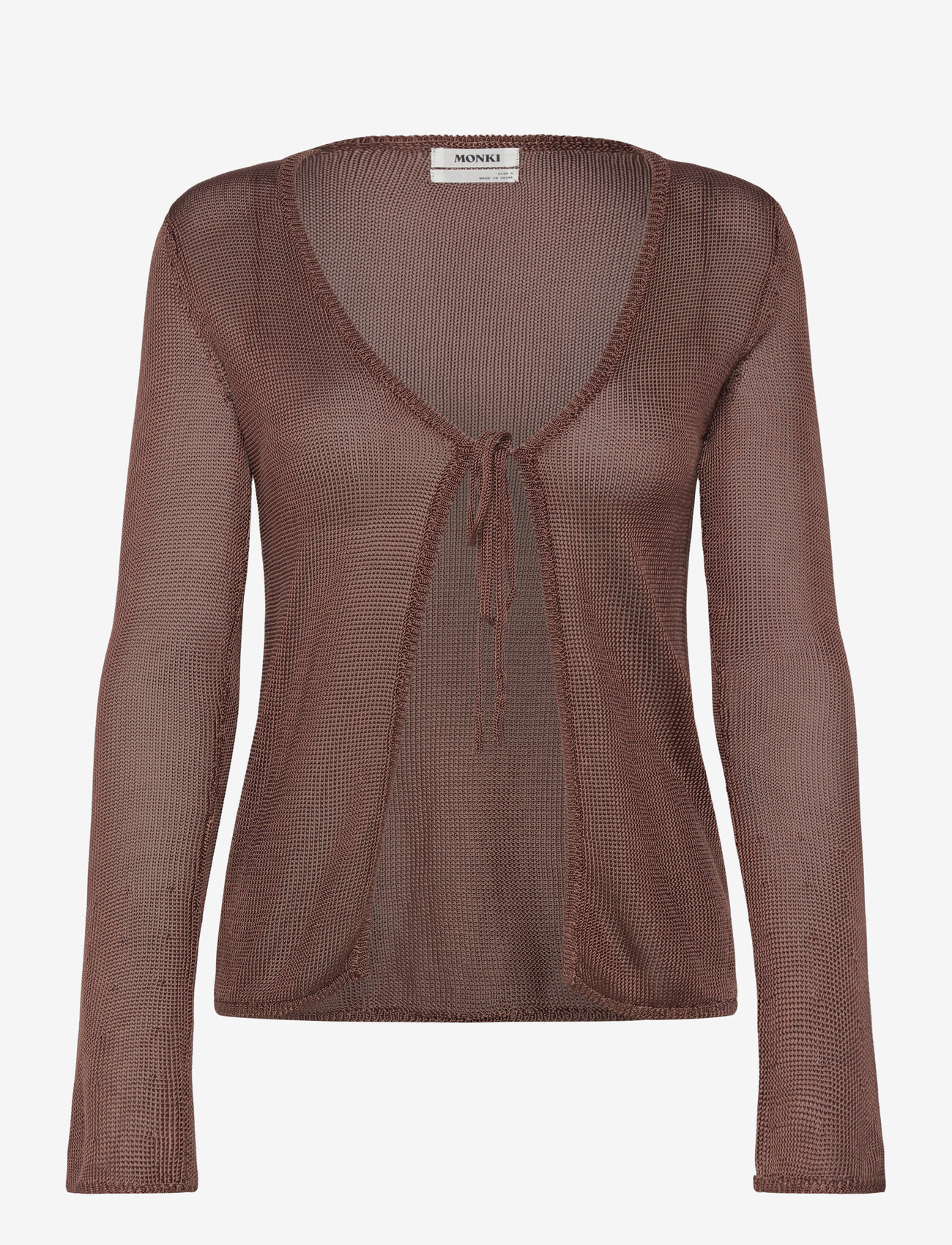 Monki - V-neck Knitted Cardigan - kardiganid - brown medium dusty - 0