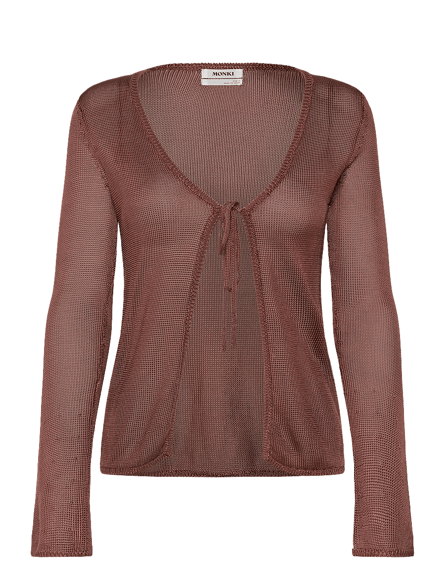 Monki - V-neck Knitted Cardigan - cardigans - brown medium dusty - 0