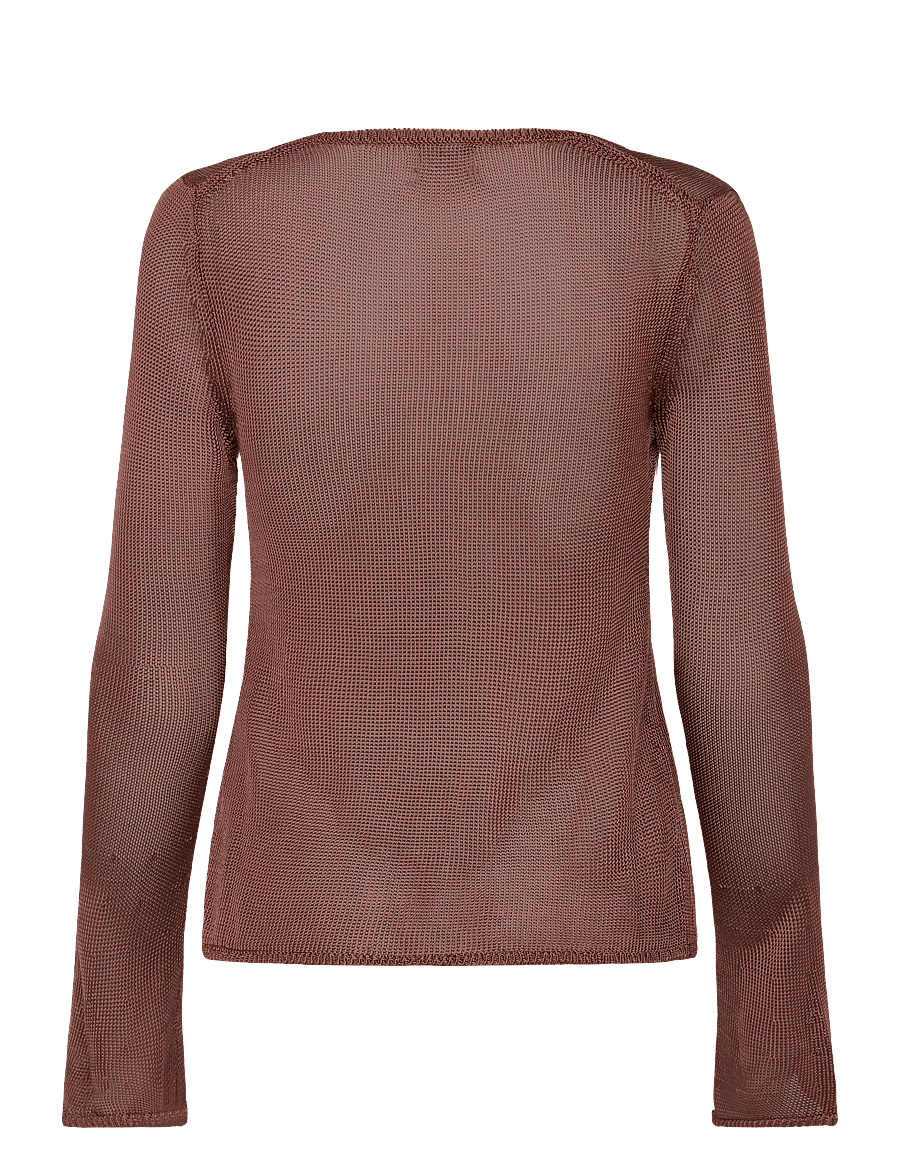 Monki - V-neck Knitted Cardigan - cardigans - brown medium dusty - 1