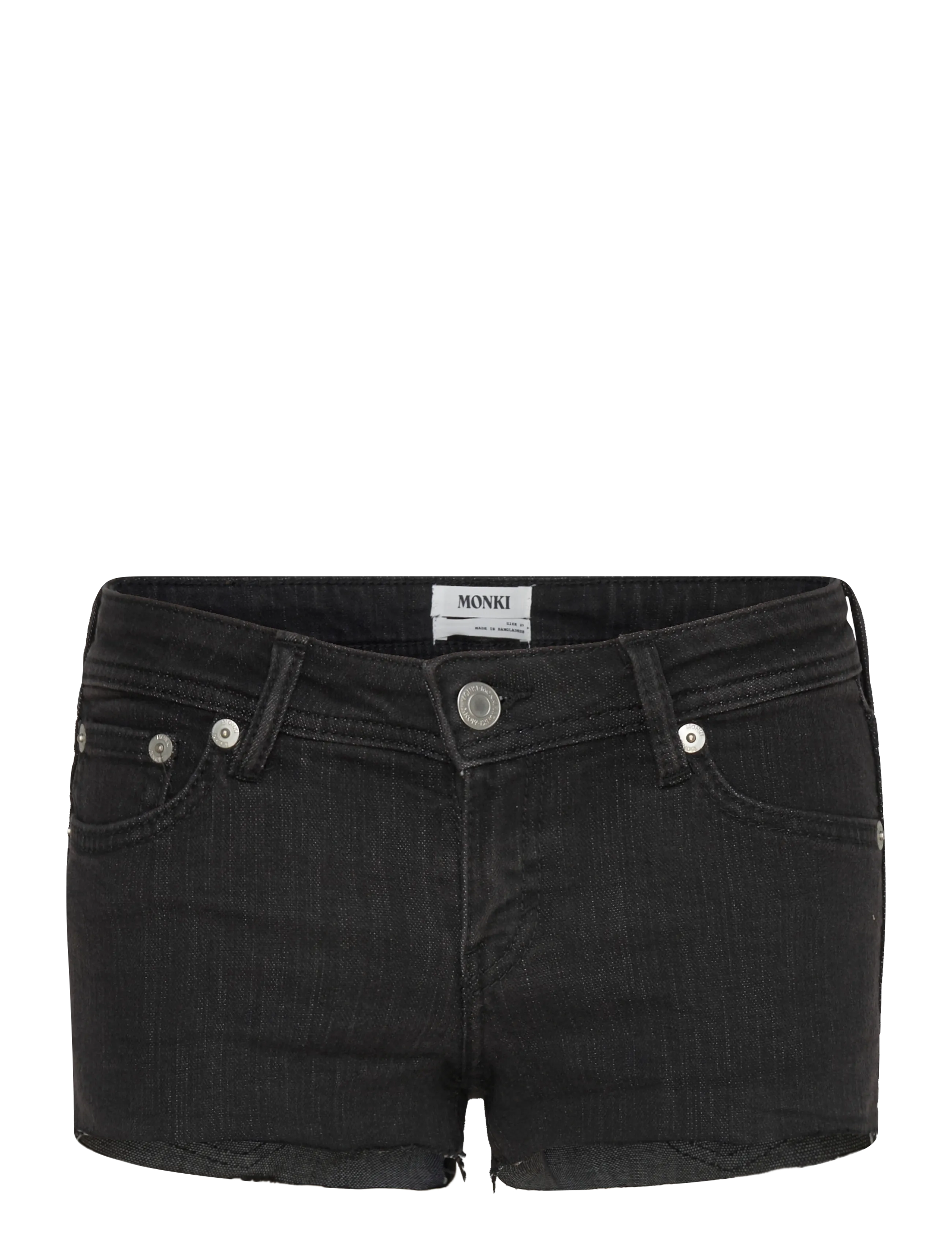 Monki Denim hotpants - Vaatteet - DENIM BLACK DARK / black