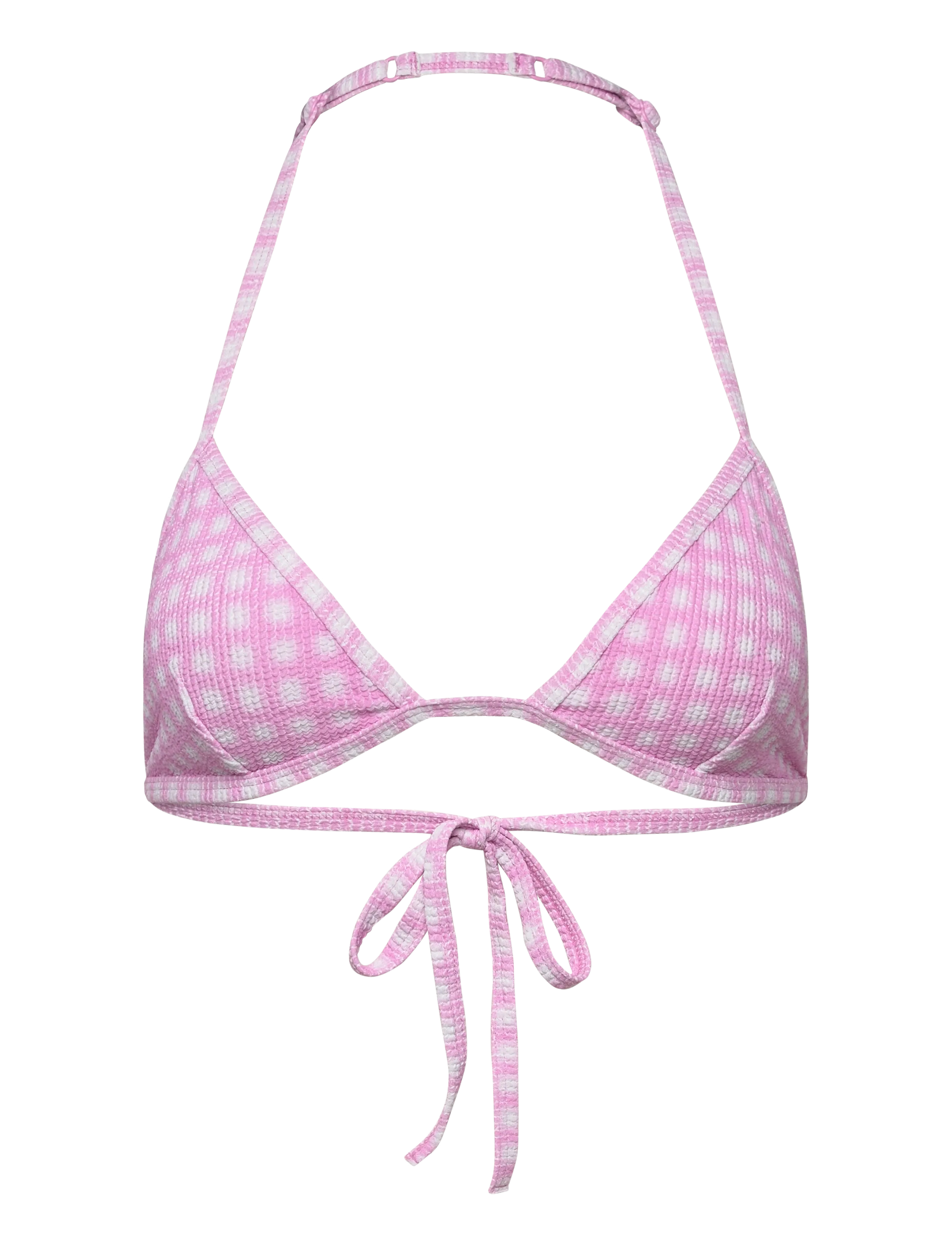 Monki Halterneck Triangle Seersucker Bikini Top, M, Multi/patterned, Bikinitoppe > Trekantede Bikinitoppe, Dame