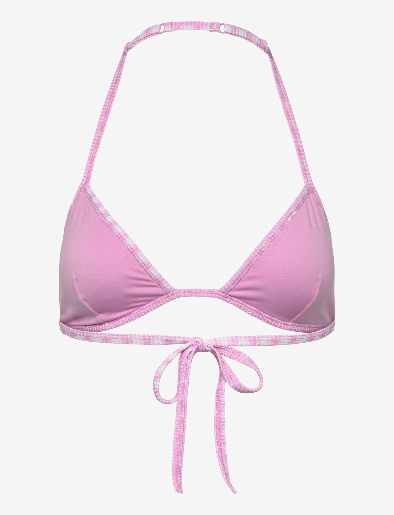 Monki - Halterneck Triangle seersucker Bikini Top - dreieck-bikini-oberteile - pink medium - 1