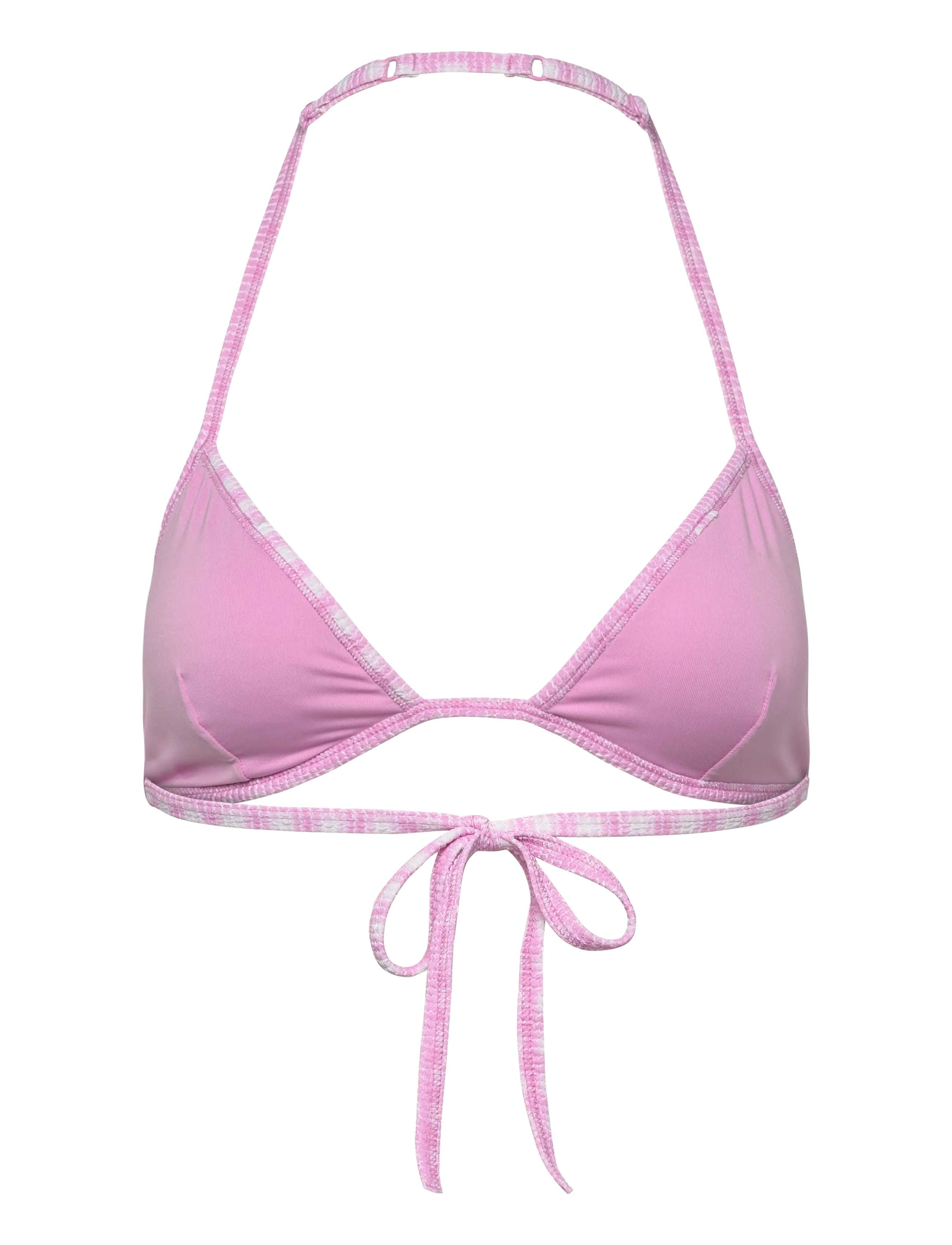 Monki - Halterneck Triangle seersucker Bikini Top - triangelformad bikinis - pink medium - 1