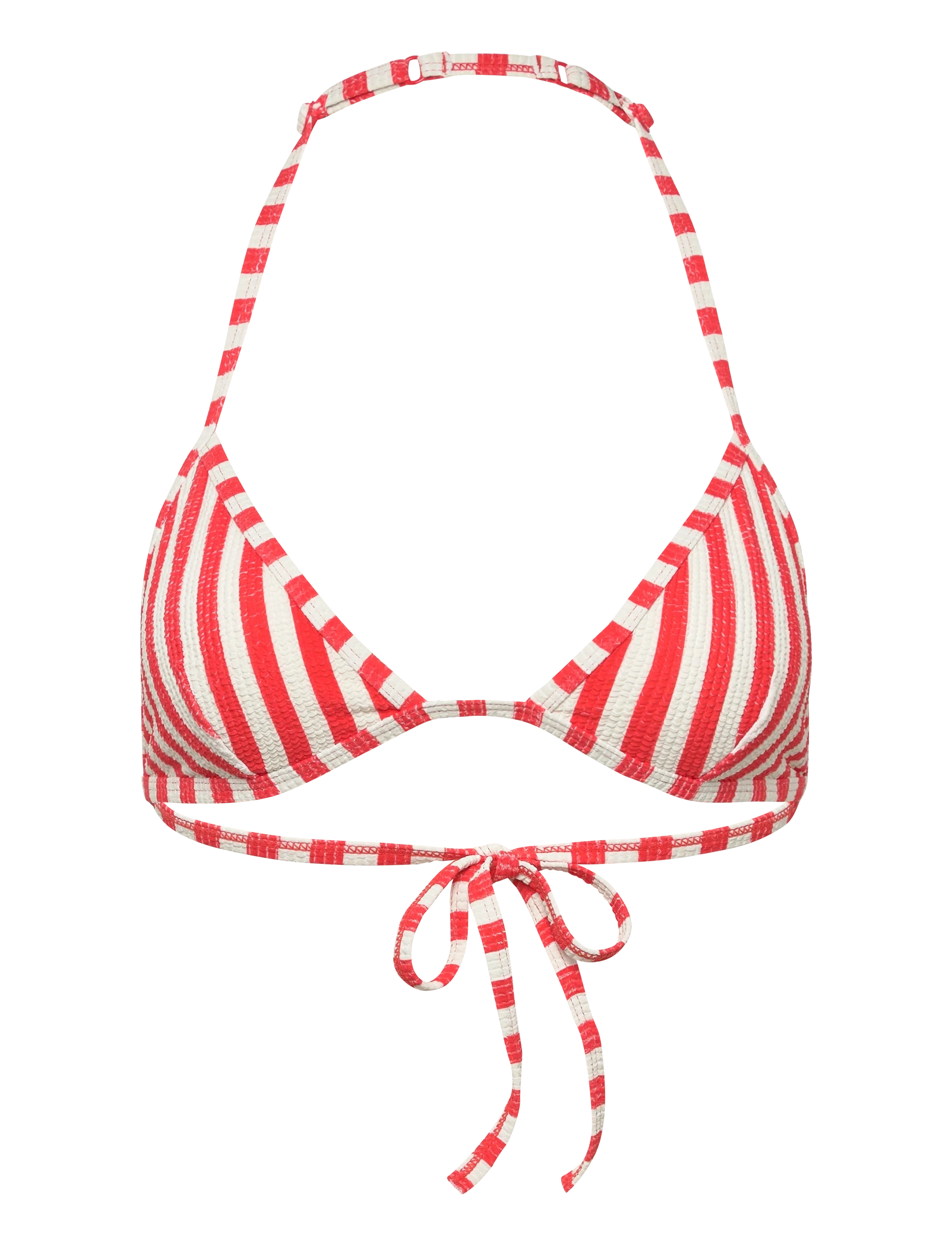 Monki Halterneck Triangle seersucker Bikini Top - New arrivals - RED BRIGHT / multi