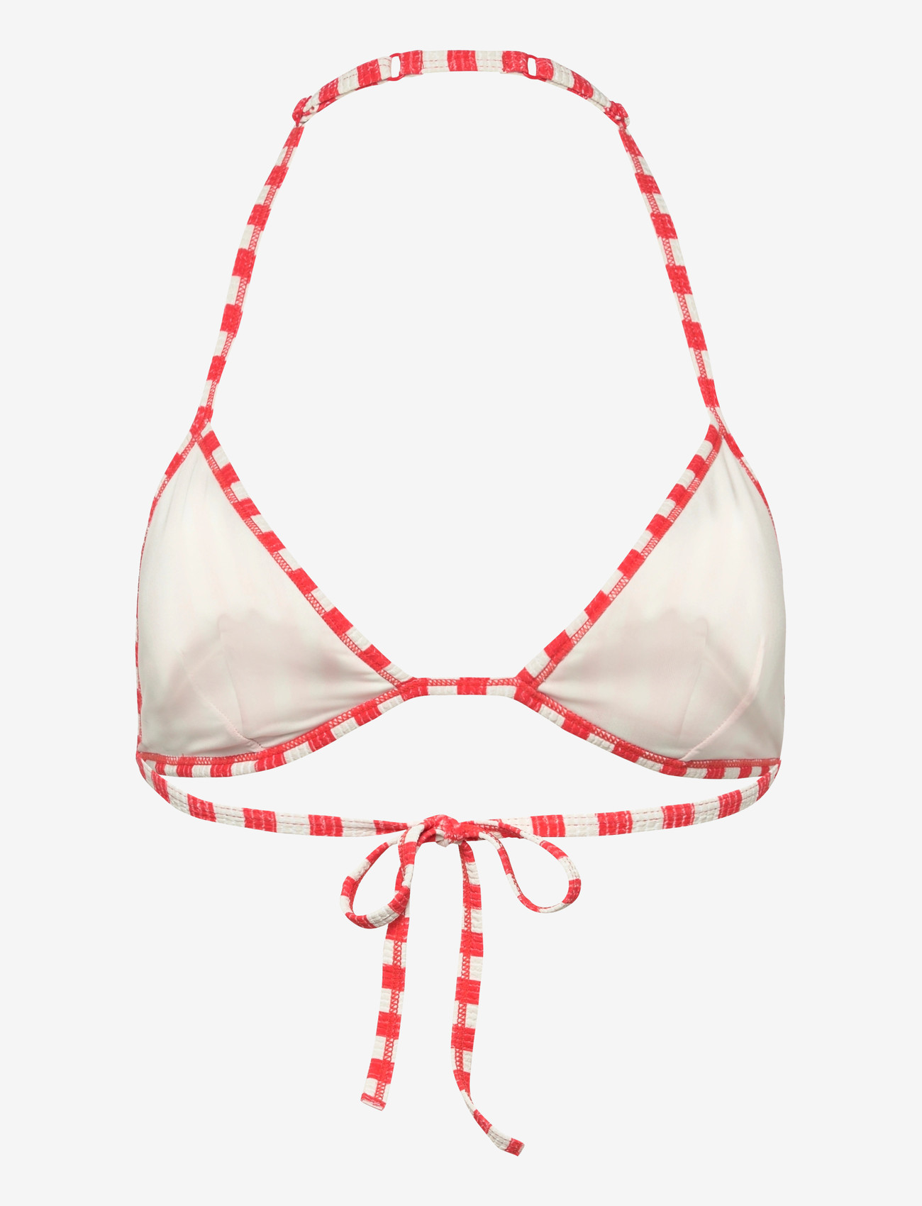 Monki - Halterneck Triangle seersucker Bikini Top - trekantsbikinier - red bright - 1