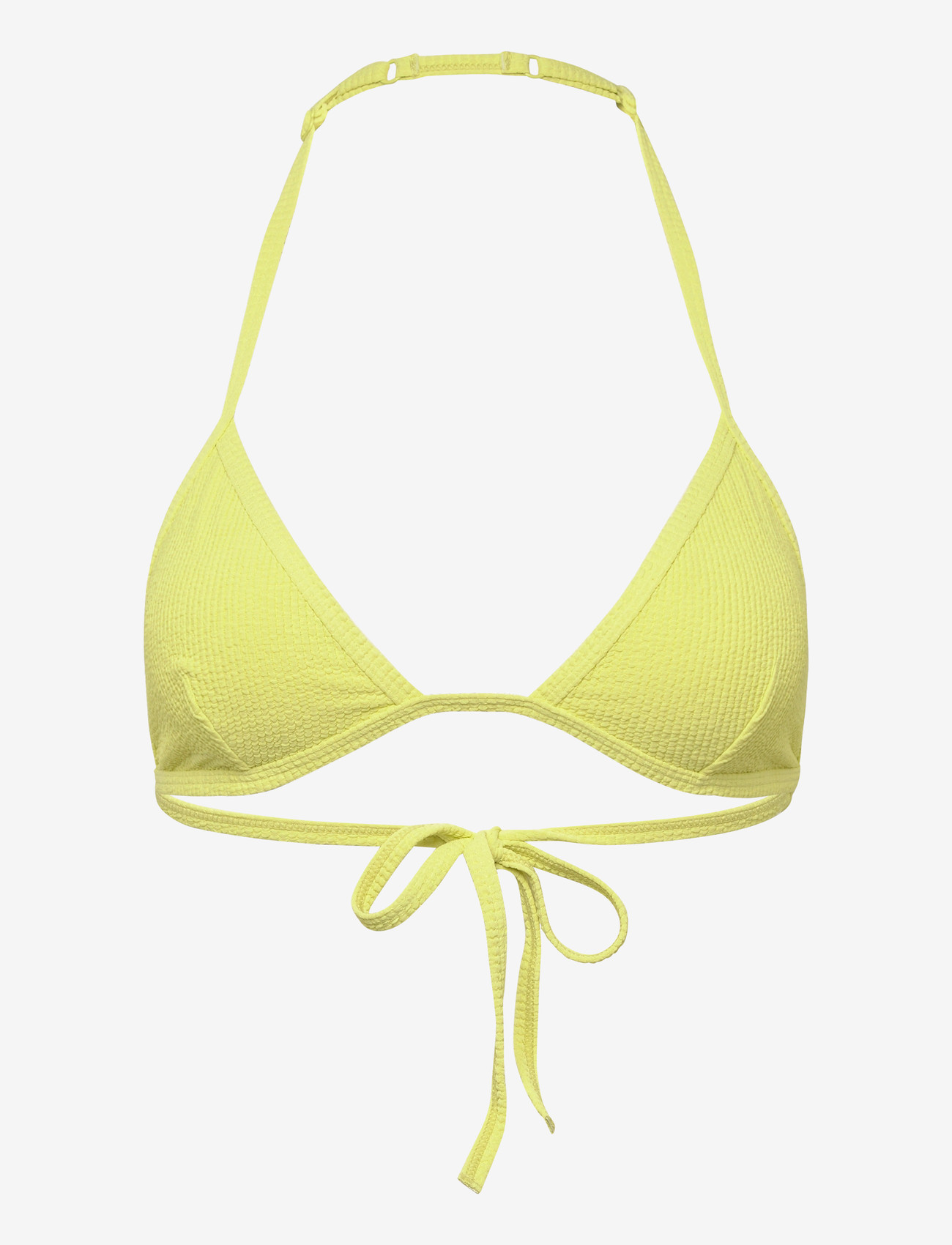 Monki - Halterneck Triangle seersucker Bikini Top - kolmnurksed bikiinide ülaosad - yellow light - 0