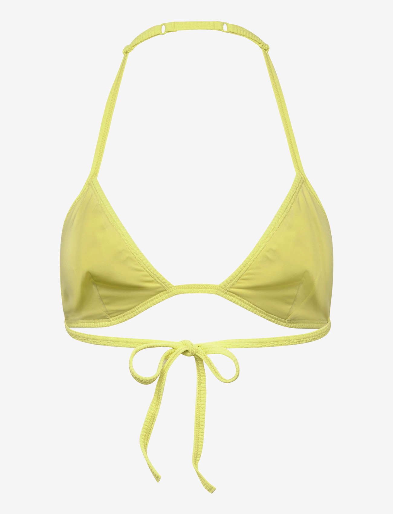 Monki - Halterneck Triangle seersucker Bikini Top - kolmnurksed bikiinide ülaosad - yellow light - 1