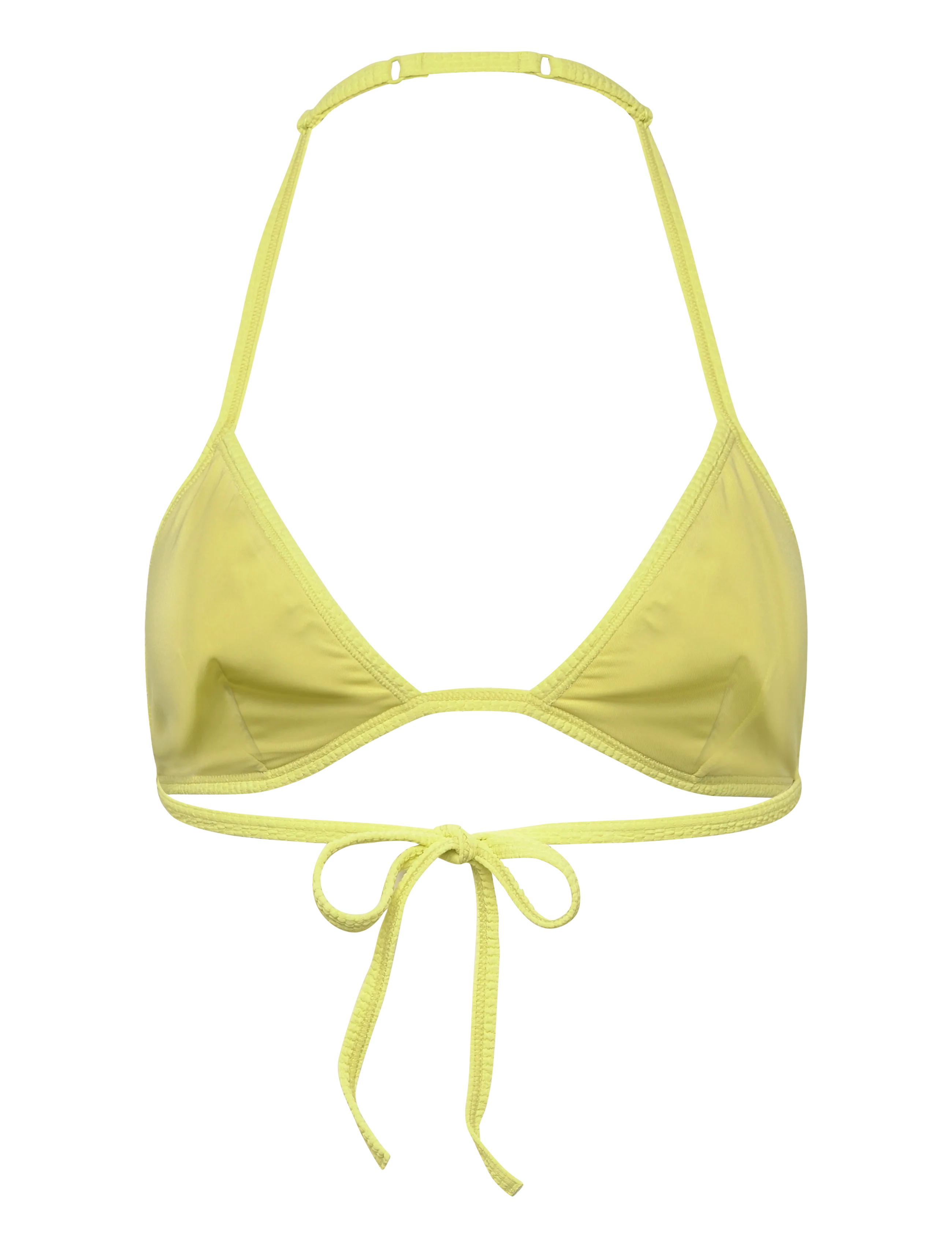 Monki - Halterneck Triangle seersucker Bikini Top - triangelformad bikinis - yellow light - 1