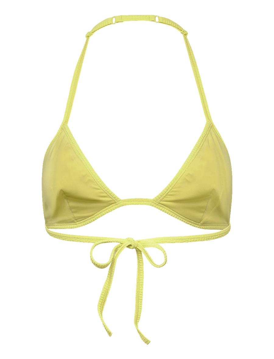 Monki - Halterneck Triangle seersucker Bikini Top - trijstūra bikini augšiņa - yellow light - 1
