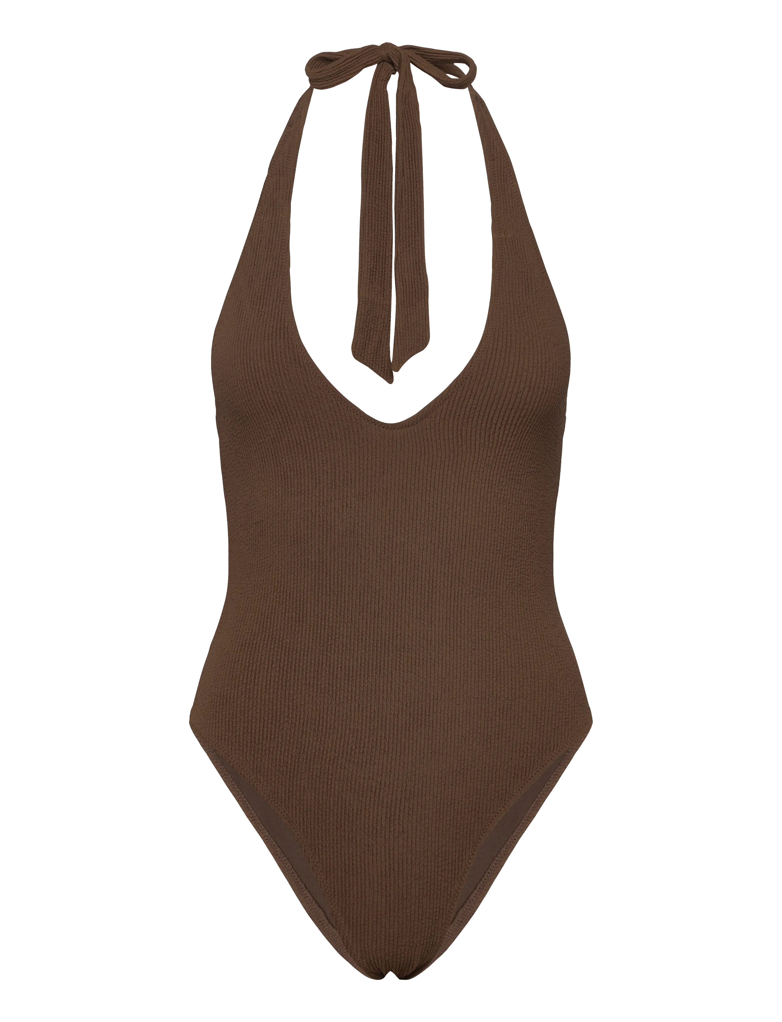 Monki Seersucker Swimsuit, S, Bademode, Braun - Swimsuits, Frauen