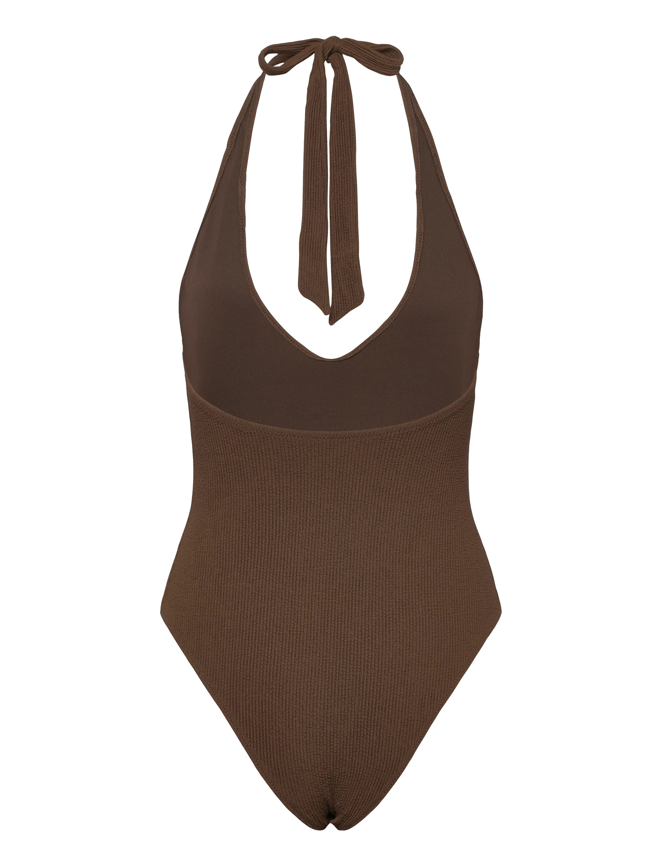 Monki - Seersucker Swimsuit - badeanzüge - brown dark - 1