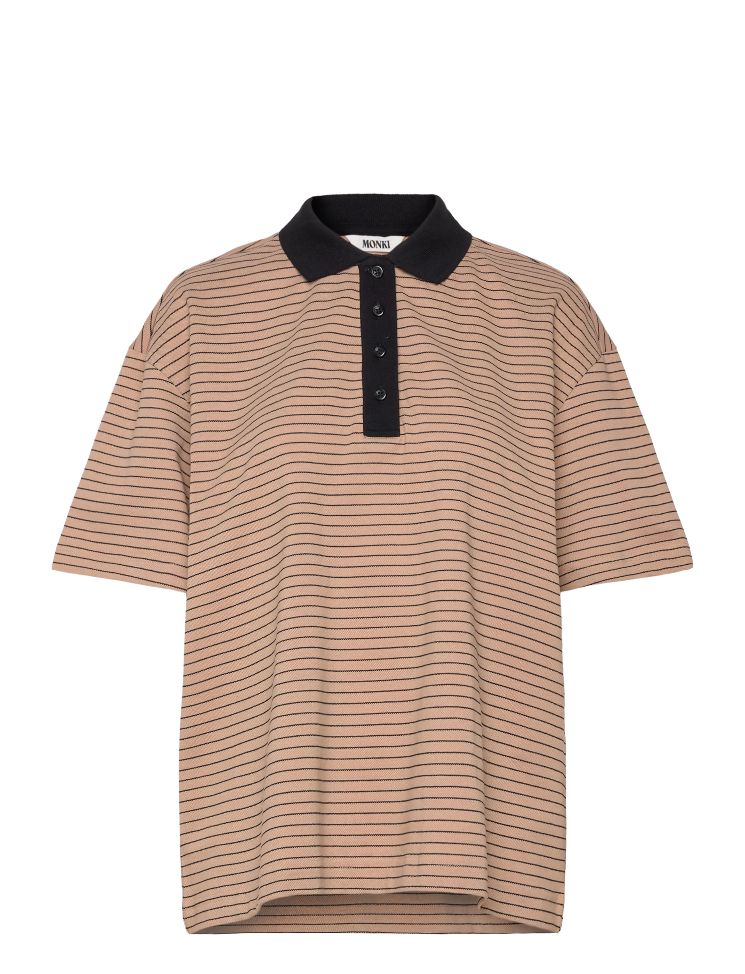 Monki Short-Sleeved Polo T-Shirt, Kvinder, Polo T-shirt, Beige, Str: L