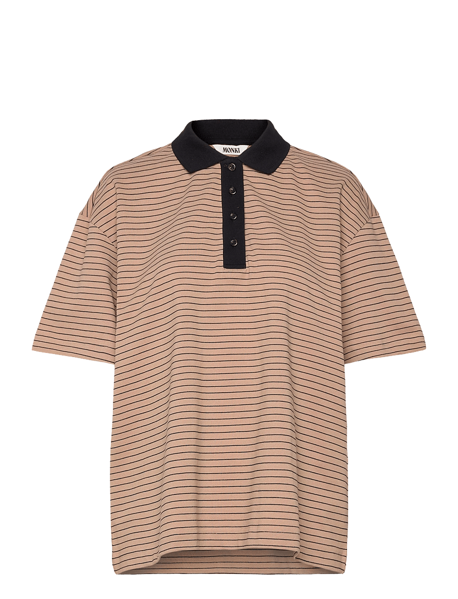 Monki - Short-sleeved polo t-shirt - polo shirts - beige medium dusty - 0