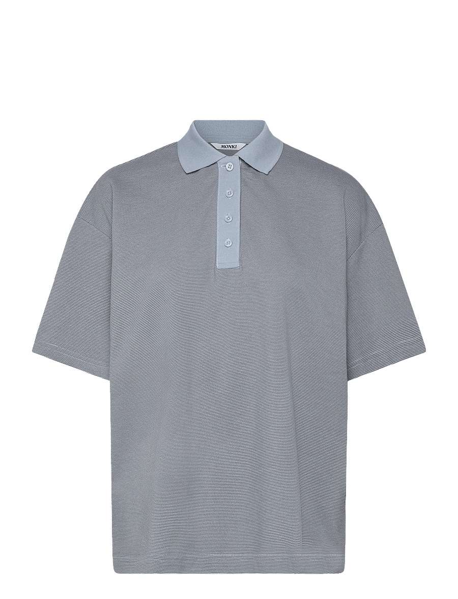 Monki - Short-sleeved polo t-shirt - polo shirts - blue dusty light - 0