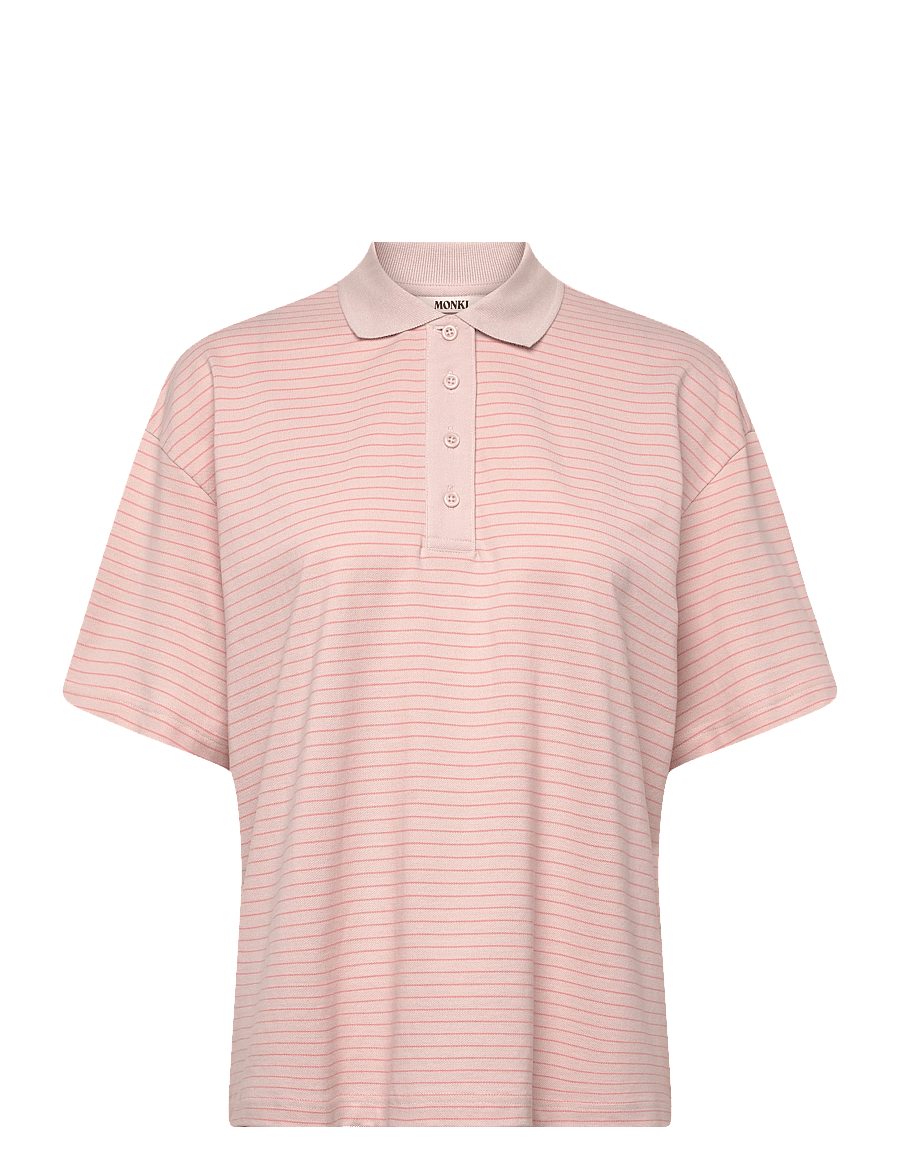 Monki - Short-sleeved polo t-shirt - polo shirts - pink dusty light - 0