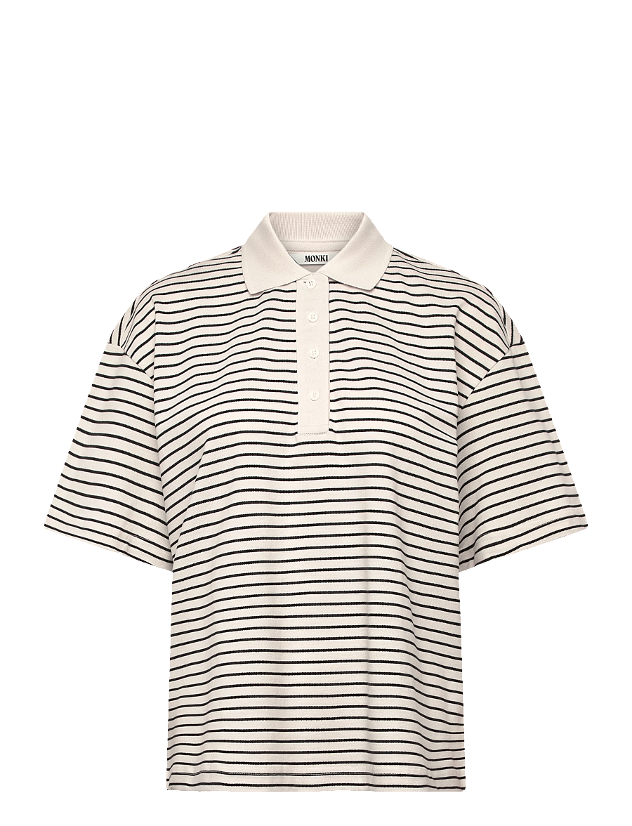 Monki - Short-sleeved polo t-shirt - poloer - white light - 0